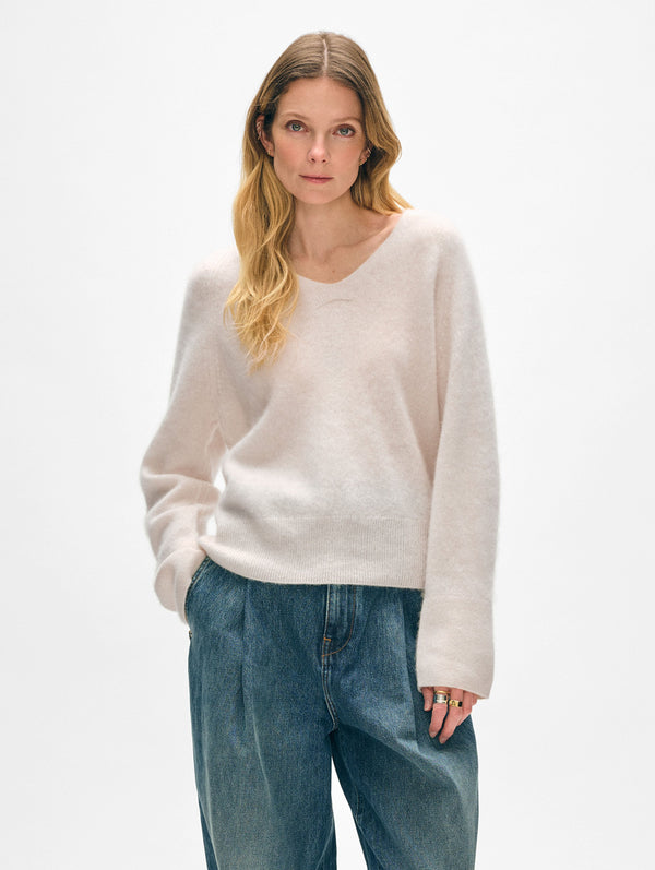 Brushed Cashmere Easy V Neck
