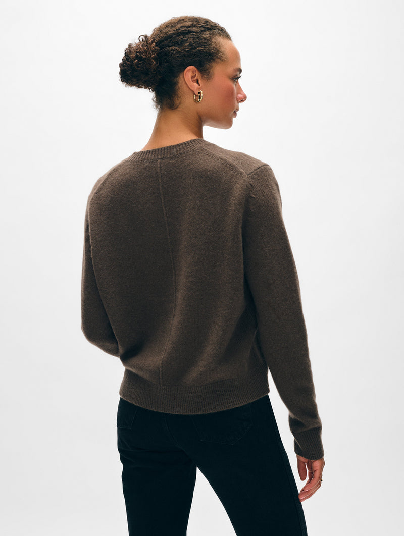 Cashmere Rib Trim Crewneck