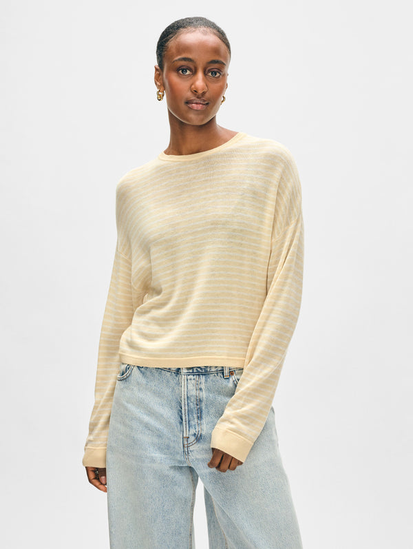 Superfine Cashmere Striped Sweatshirt
