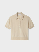 Cashmere Short Sleeve Button Polo