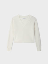Fine Cotton Blend Ribbed V Neck