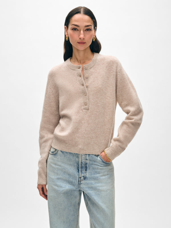 Cashmere Rib Trim Henley