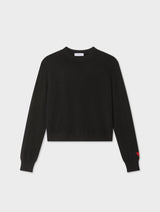 Cashmere Mini Heart Sleeve Crewneck