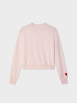 Cashmere Mini Heart Sleeve Crewneck