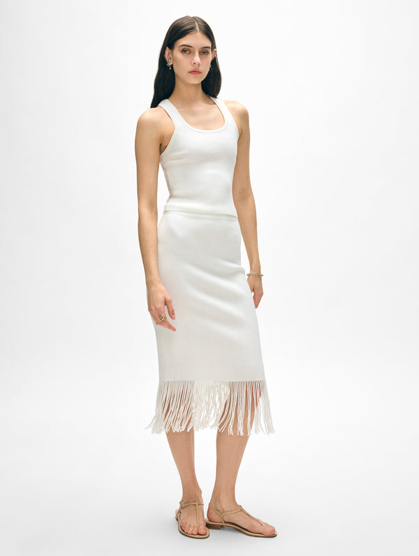 Ribbed Fringe Skirt