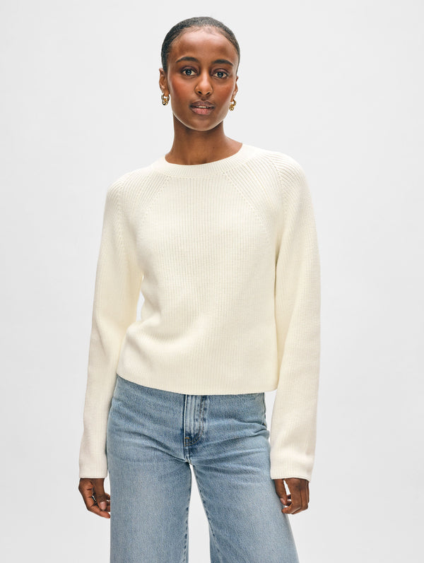 Cotton Ribbed Raglan Crewneck