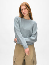 Cotton Ribbed Raglan Crewneck